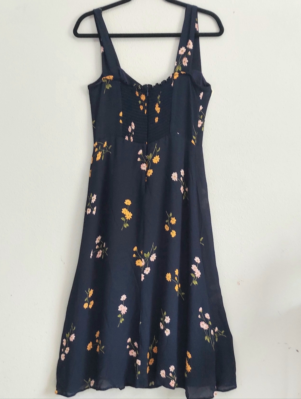 Reformation Fulton Floral Navy Blue Midi Dress Princess Margaret Size 10 - Picture 7 of 15